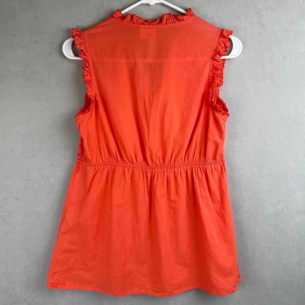 Adiva Orange Cotton Eyelet Ruffle Peplum Sleeveless Cottage Peasant Fairy Top S - Picture 3 of 9